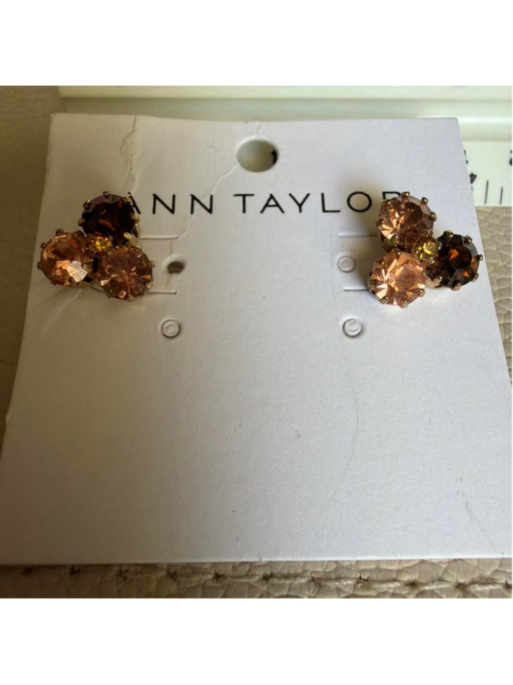 #AnnTaylor brown and gold cluster earrings